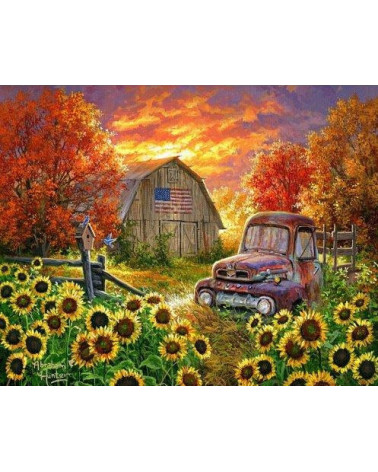 Σετ Ζωγραφικής Figured Art Sunflower in front of barn 40x50cm