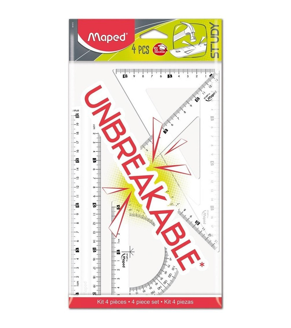 Σετ Γεωμετρικών Οργάνων Maped 20cm Unbreakable 4τ Διάφανα