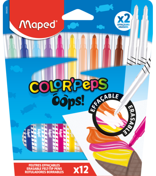 Μαρκαδόροι Maped 12χρ ColorPeps Oops σβύνουν