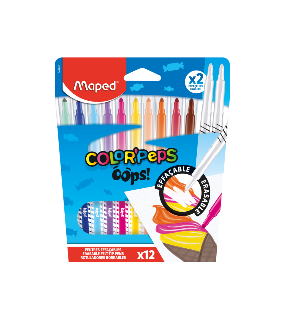 Μαρκαδόροι Maped 12χρ ColorPeps Oops σβύνουν