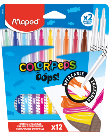 Μαρκαδόροι Maped 12χρ ColorPeps Oops σβύνουν