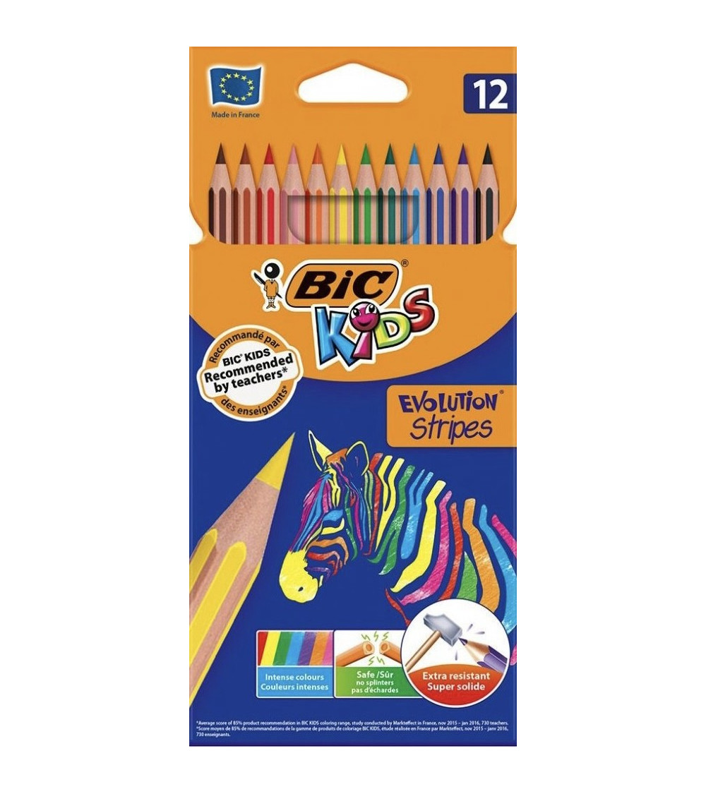 Ξυλομπογιές Bic 12χρ Evolution Stripes