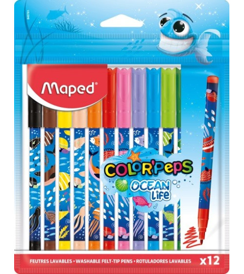 Μαρκαδόροι Maped 12χρ Color Peps Ocean Life Bli