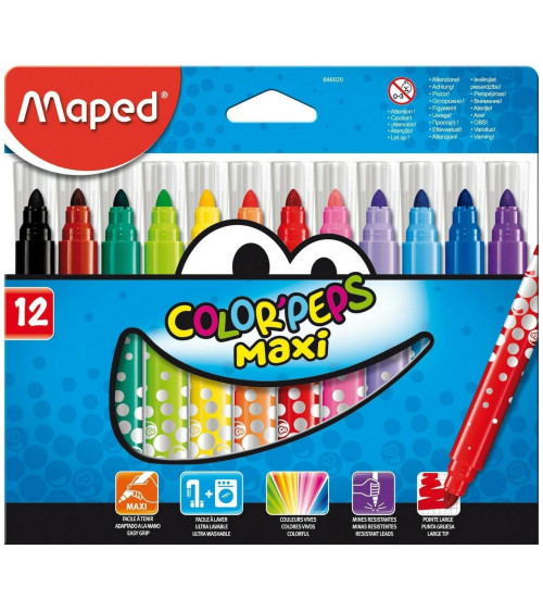 Μαρκαδόροι Maped 12χρ Color Peps Maxi Jumbo SE