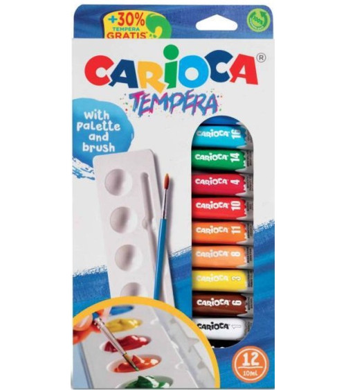 Τέμπερες Carioca 12χρ 10ml με θηκη κ πινέλο