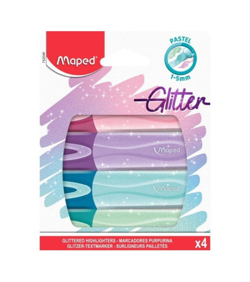 Σετ Μαρκαδόροι Maped Υπογράμμισης Glitter 4χρ Παστέλ