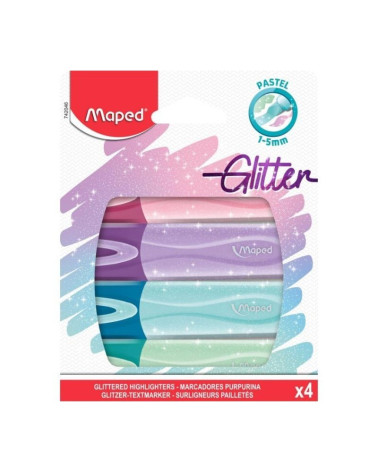 Σετ Μαρκαδόροι Maped Υπογράμμισης Glitter 4χρ Παστέλ