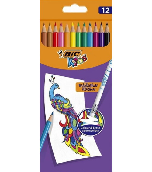 Ξυλομπογιές Bic 12χρ Kids Erasable ColorΖωντανά Χρώματα