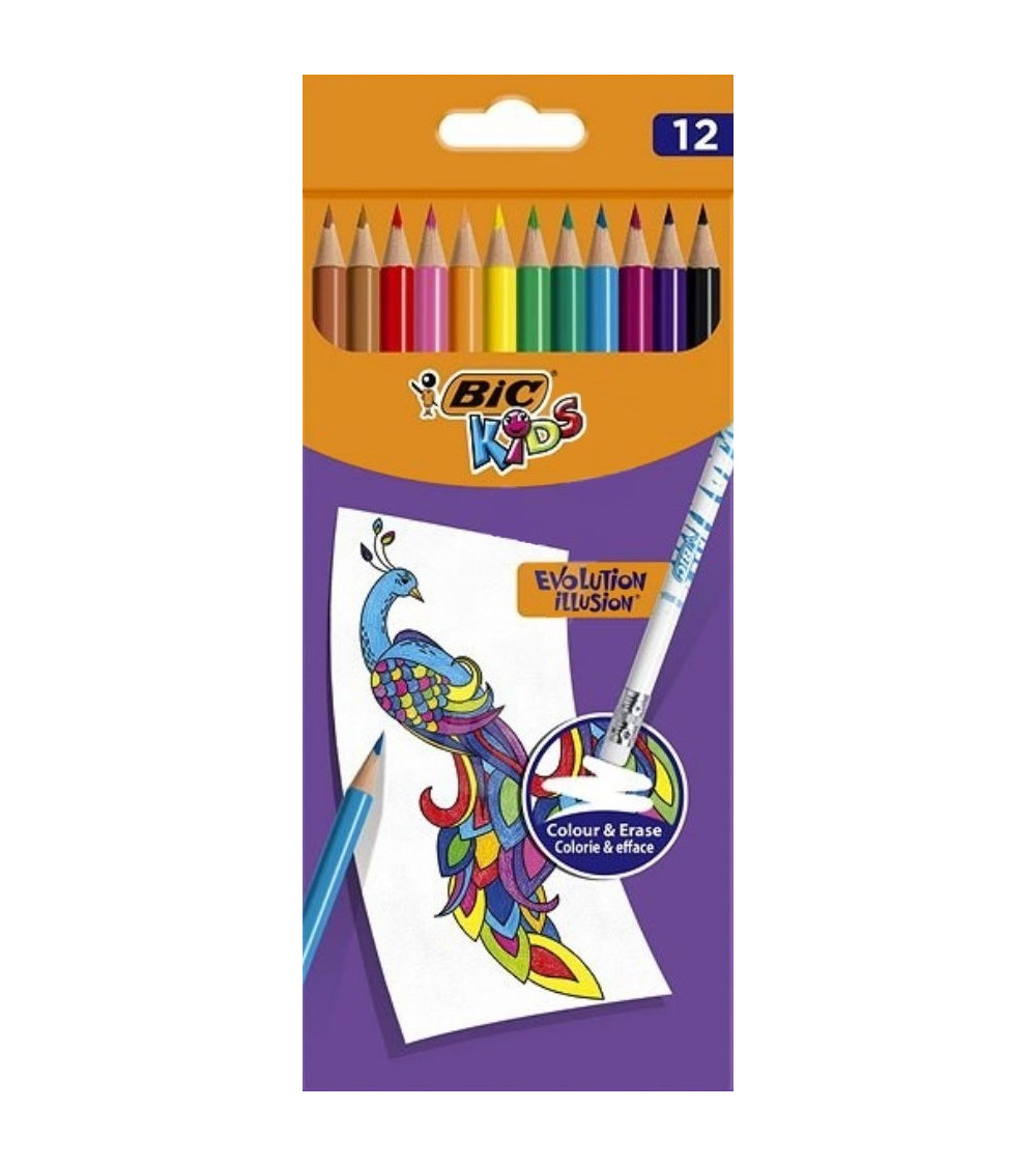 Ξυλομπογιές Bic 12χρ Kids Erasable ColorΖωντανά Χρώματα