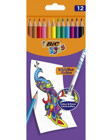 Ξυλομπογιές Bic 12χρ Kids Erasable ColorΖωντανά Χρώματα