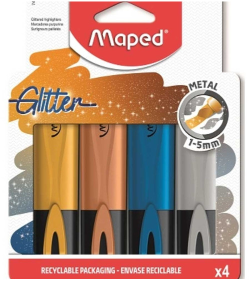 Μαρκαδόροι Maped Υπογράμμισης Glitter Μεταλικές Αποχρώσεις 4τ