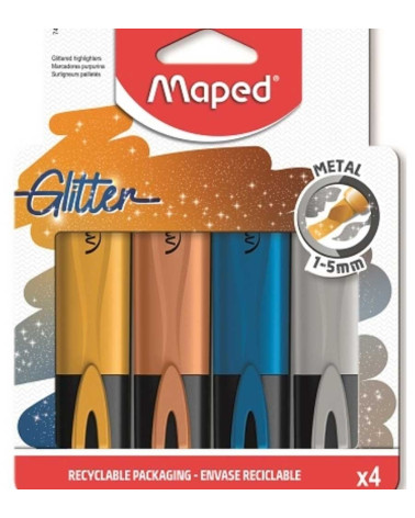 Μαρκαδόροι Maped Υπογράμμισης Glitter Μεταλικές Αποχρώσεις 4τ