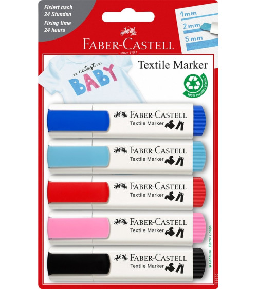 Μαρκαδόροι Faber Castell για Ύφασμα 5χρ