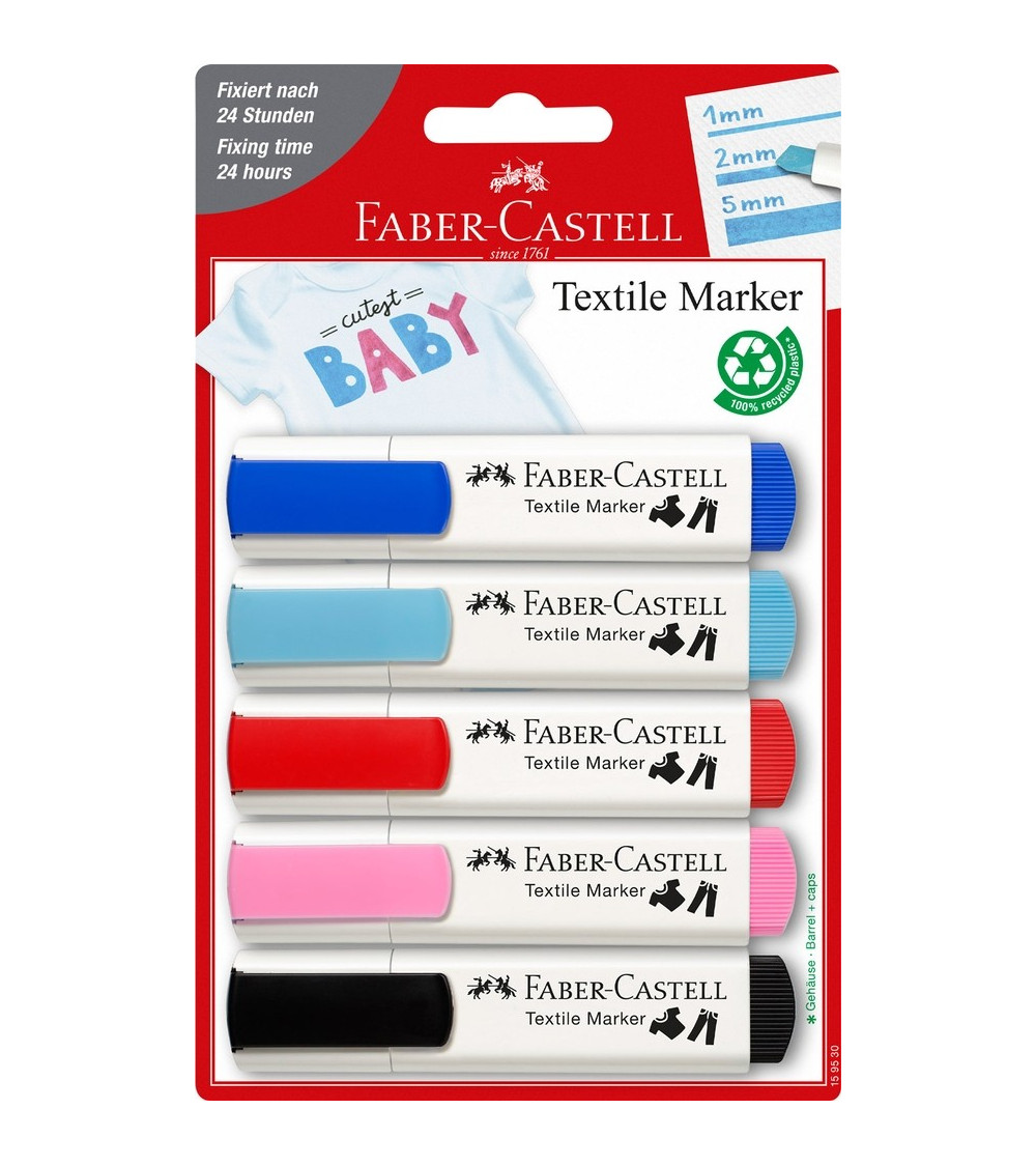 Μαρκαδόροι Faber Castell για Ύφασμα 5χρ