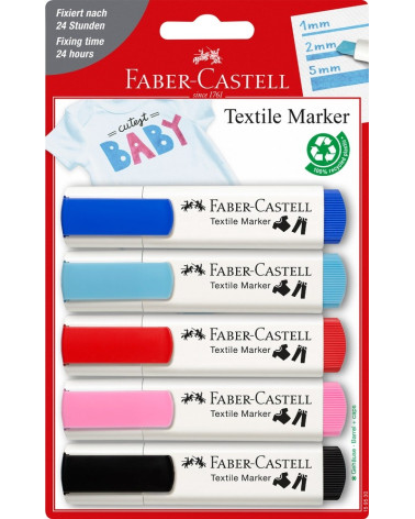 Μαρκαδόροι Faber Castell για Ύφασμα 5χρ