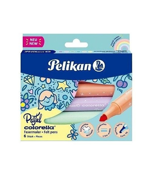 Μαρκαδόροι Pelikan 6χρ Colorella Star Παστελ Χονδροί