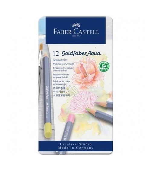 Ξυλομπογιές Ακουαρέλας Faber Castell 12χρ Μεταλ Κασετινα