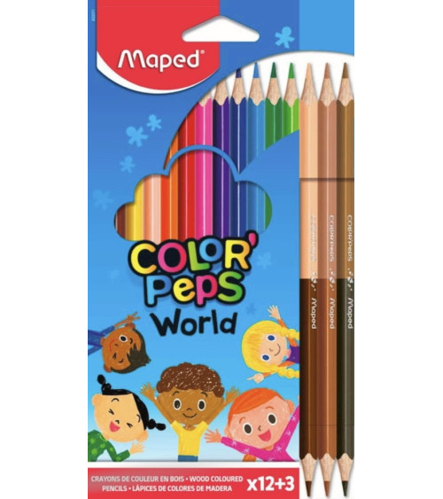 Ξυλομπογιές Maped 12+3χρ World ColorPeps