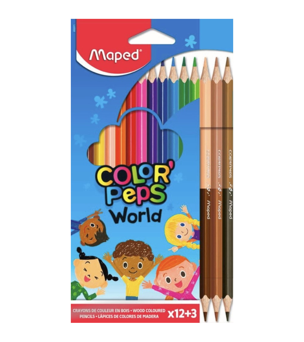 Ξυλομπογιές Maped 12+3χρ World ColorPeps