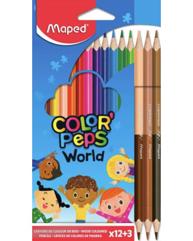 Ξυλομπογιές Maped 12+3χρ World ColorPeps