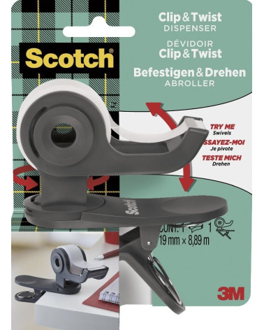 Βάση Σελοτέιπ Scotch 3M Clip & Twist Γκρι