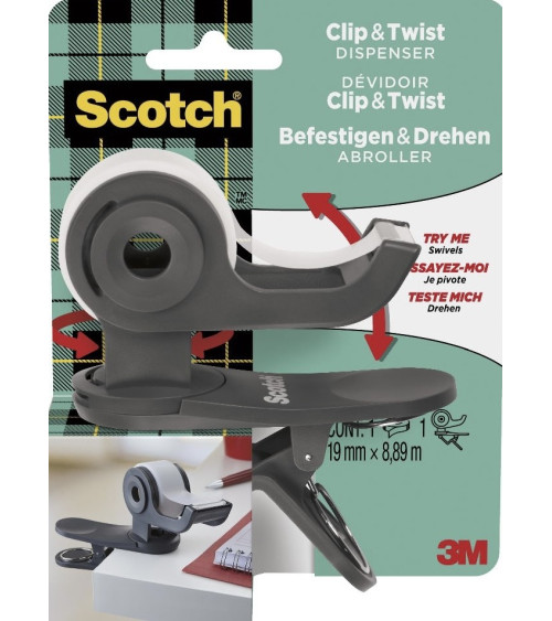 Βάση Σελοτέιπ Scotch 3M Clip & Twist Γκρι