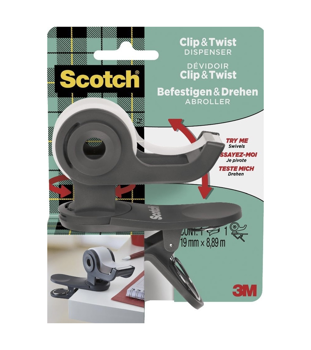 Βάση Σελοτέιπ Scotch 3M Clip & Twist Γκρι