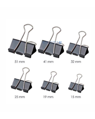 Πιάστρες Κλιπ Spree 19mm 12τεμ Binder Clips Μαυρα