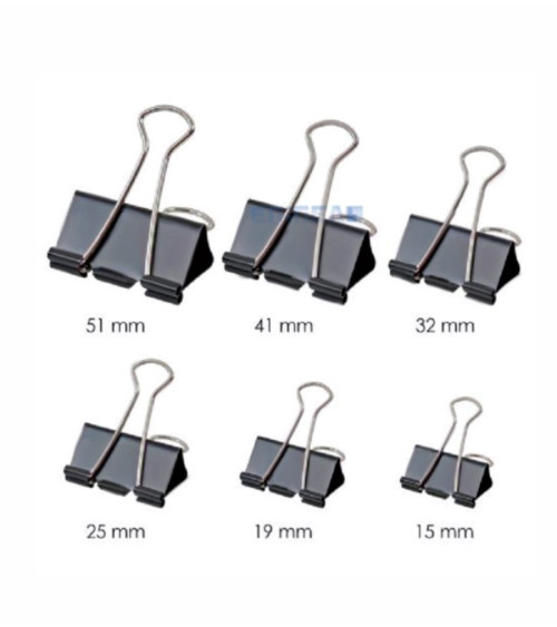 Πιάστρες Κλιπ Spree 19mm 12τεμ Binder Clips Μαυρα