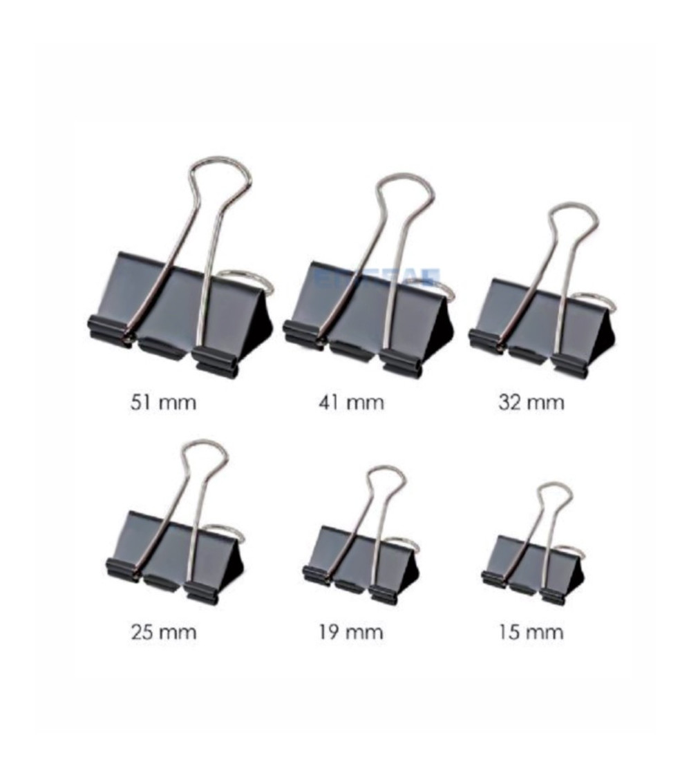 Πιάστρες Κλιπ Spree 19mm 12τεμ Binder Clips Μαυρα