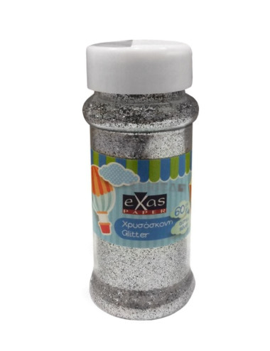 Χρυσόσκονη Glitter Ασημί 60gr Αλατιέρα EXAS