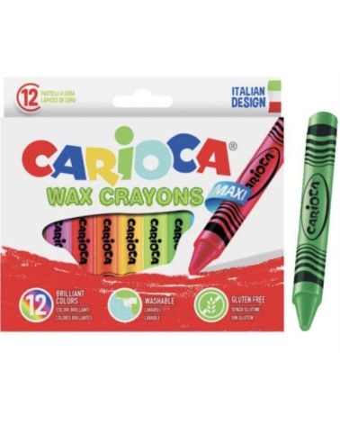 Κηρομπογιές Carioca 12τεμ Wax Crayons