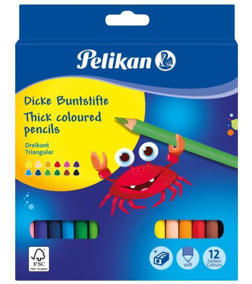 Ξυλομπογιές Pelikan 12χρ Thick Colored Χονδρες