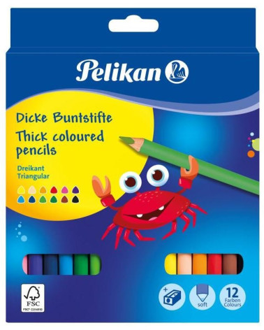 Ξυλομπογιές Pelikan 12χρ Thick Colored Χονδρες