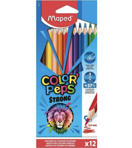 Ξυλομπογιές Maped 12χρ Strong Color Peps