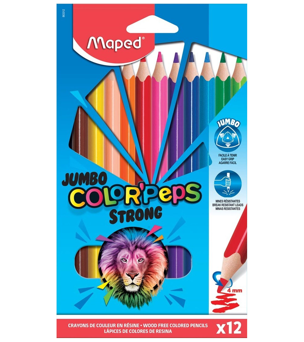 Ξυλομπογιές Maped 12χρ Strong Jumbo Color Peps