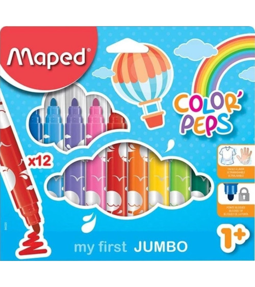 Μαρκαδόροι Maped 12χρ Color Peps Maxi Jumbo