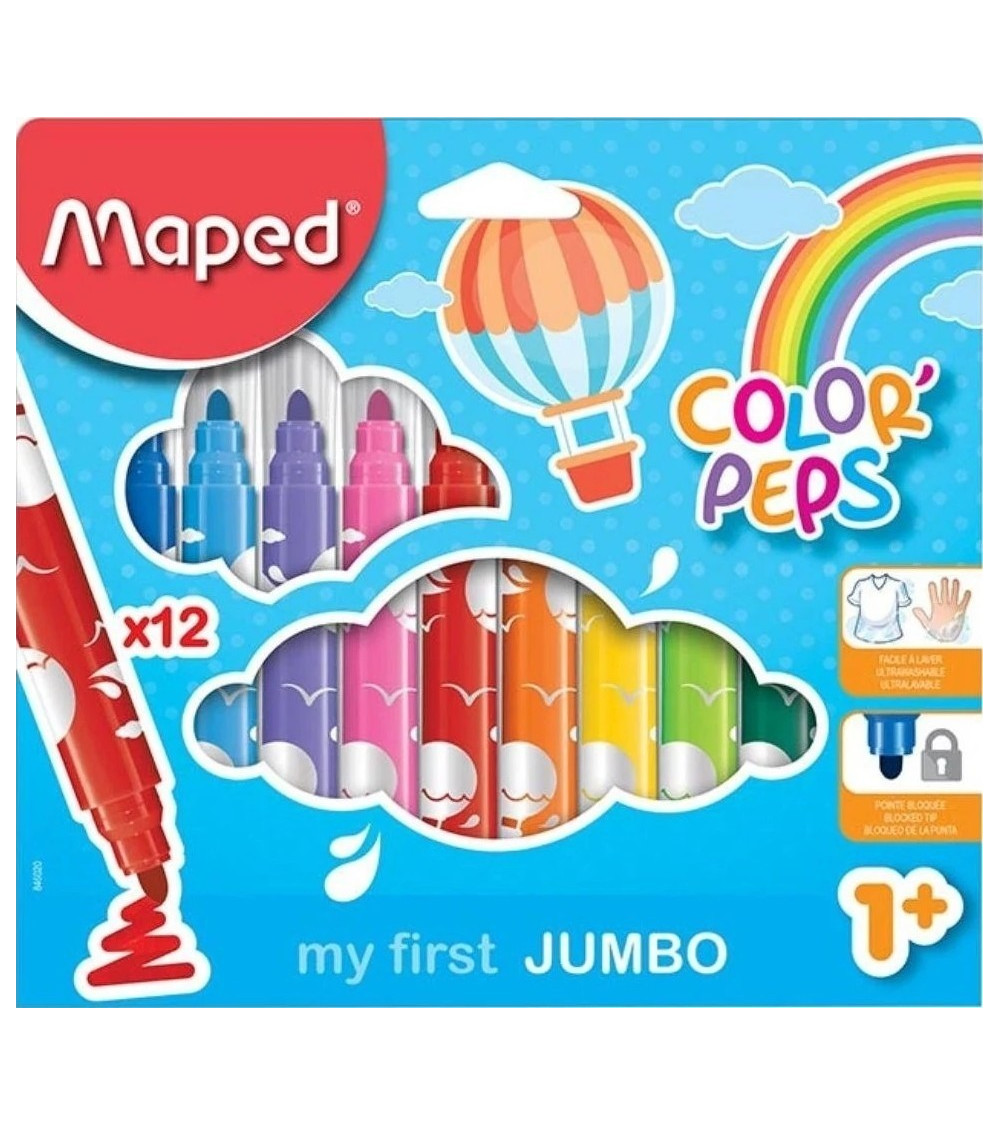 Μαρκαδόροι Maped 12χρ Color Peps Maxi Jumbo