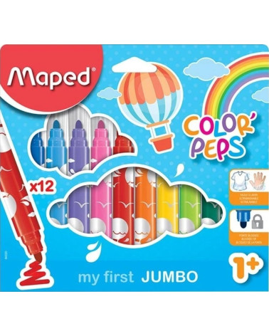 Μαρκαδόροι Maped 12χρ Color Peps Maxi Jumbo