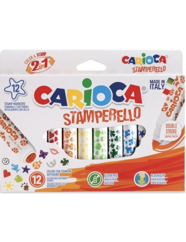 Μαρκαδόροι Carioca 12χρ Με Σφαγίδα Stamperello