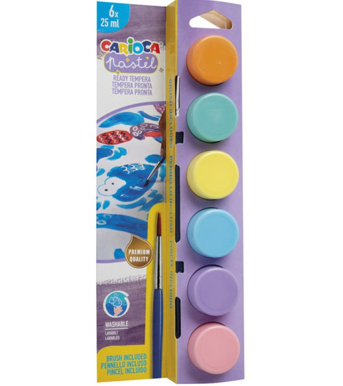 Τέμπερες Carioca 6χρ Pastel 25ml Πινέλο