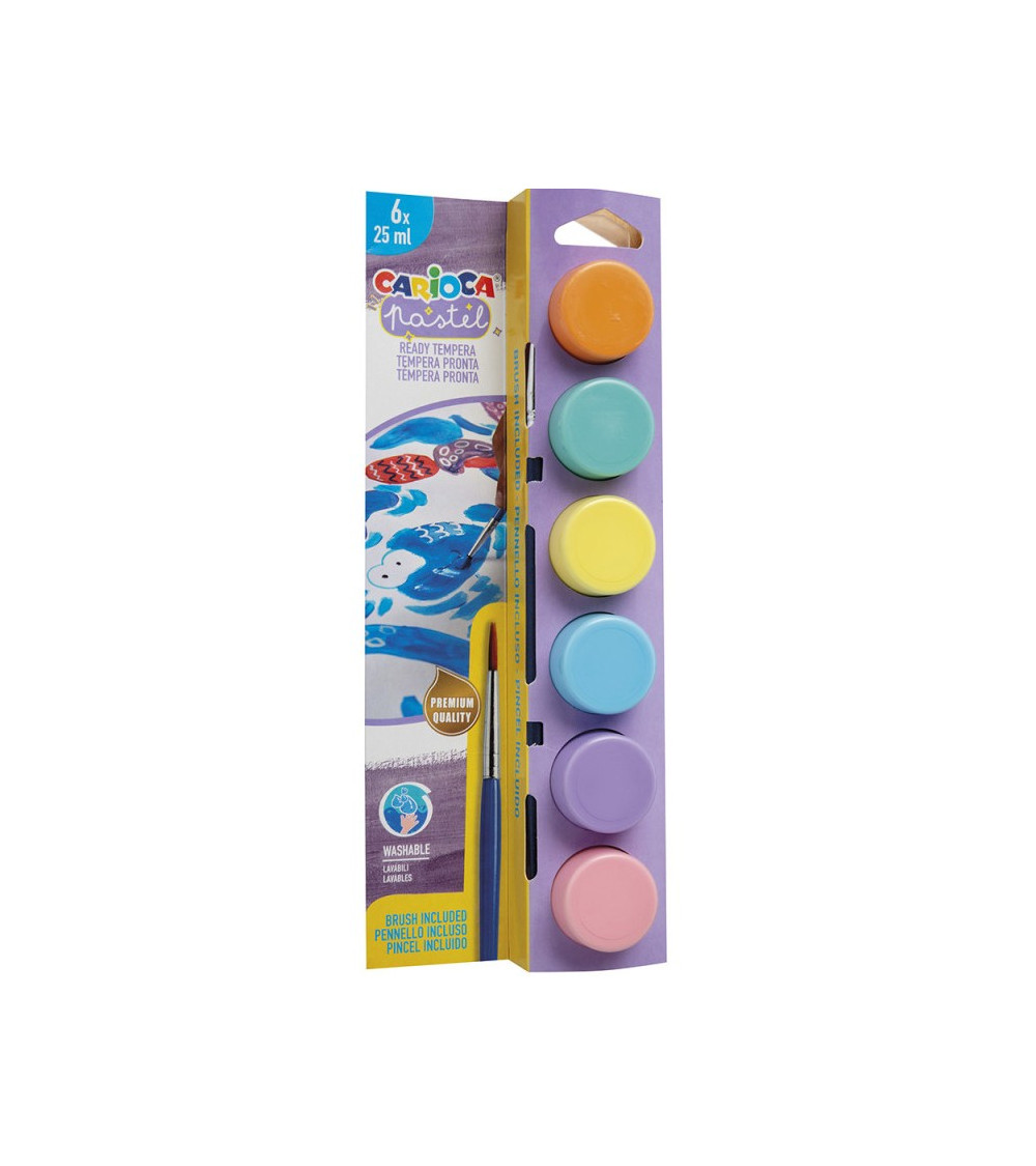 Τέμπερες Carioca 6χρ Pastel 25ml Πινέλο