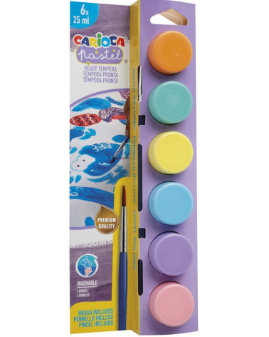 Τέμπερες Carioca 6χρ Pastel 25ml Πινέλο