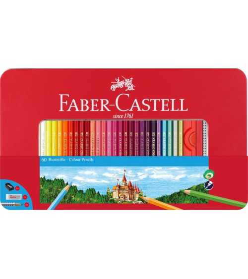 Ξυλομπογιές Faber Castell 60χρ σε Μεταλλική Κασετίνα