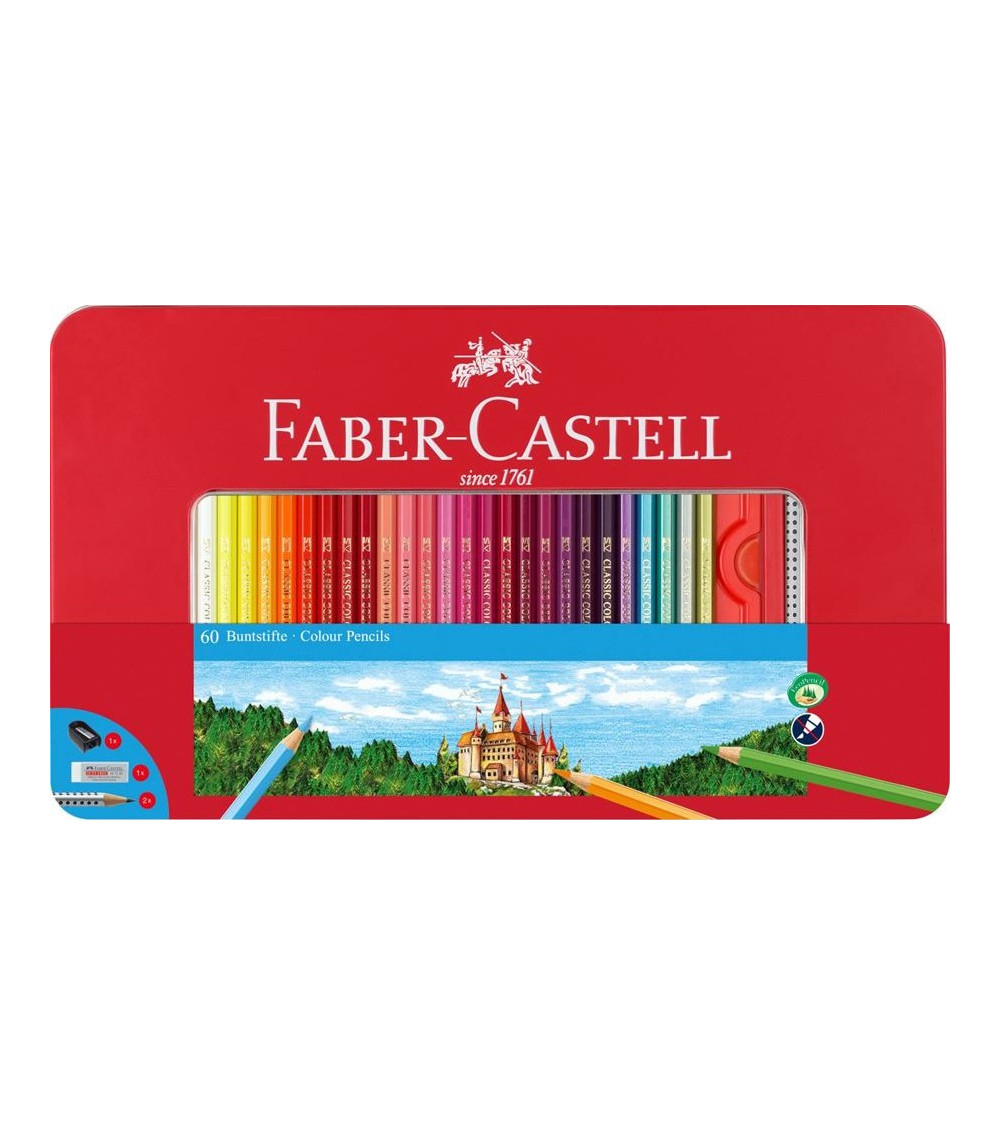 Ξυλομπογιές Faber Castell 60χρ σε Μεταλλική Κασετίνα