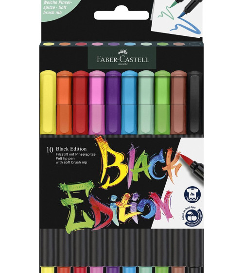 Μαρκαδόροι Faber Castell Black Edition Brush 10χρ Πινέλο