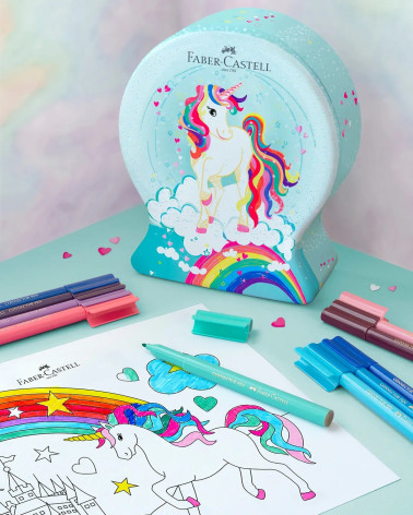 Μεταλλική Κασετίνα Faber Castell Sparkle Μαρκαδόροι 33χρ Unicorn