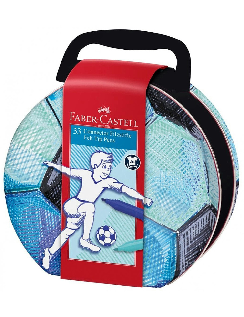 Μεταλλική Κασετίνα Faber Castell Μαρκαδόροι Connector 33τ Soccer