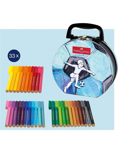 Μεταλλική Κασετίνα Faber Castell Μαρκαδόροι Connector 33τ Soccer