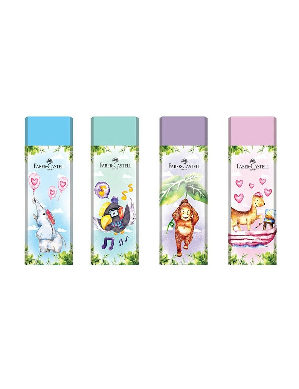 Γόμα Faber Castell Παστέλ Happy Jungle 4 Σχέδια